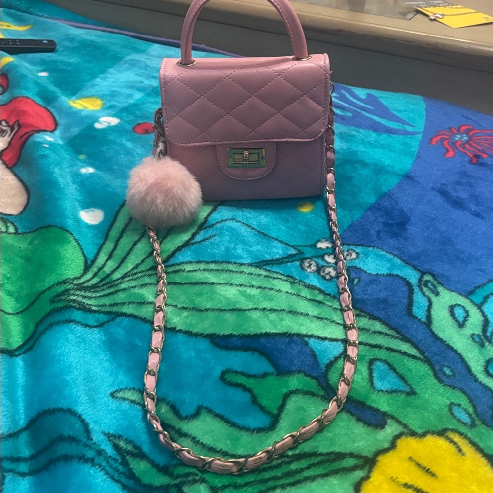 Pink Quilted Handbag with Chain Strap